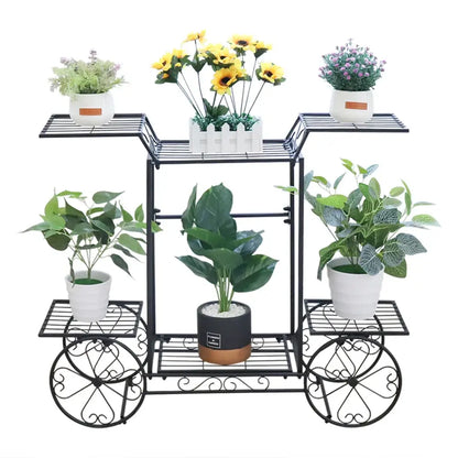 Ornate black metal plant stand – living room wrought iron tiers