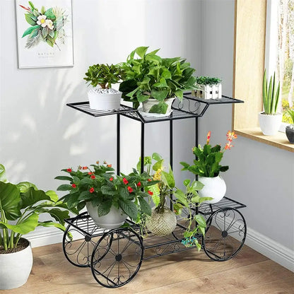 Ornate black metal plant stand – living room wrought iron tiers