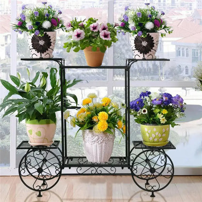 Ornate black metal plant stand – living room wrought iron tiers