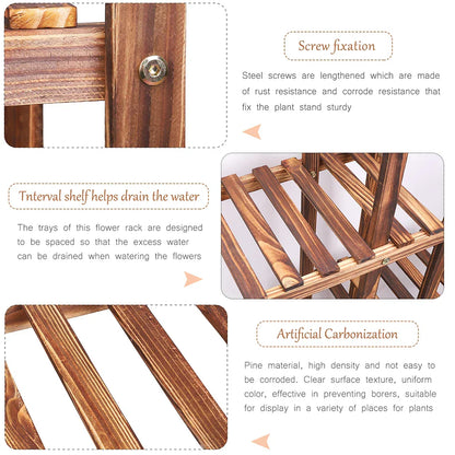 DecorBites™ 6-Tier Wood Plant Stand Shelf for Indoor/Outdoor Gardens