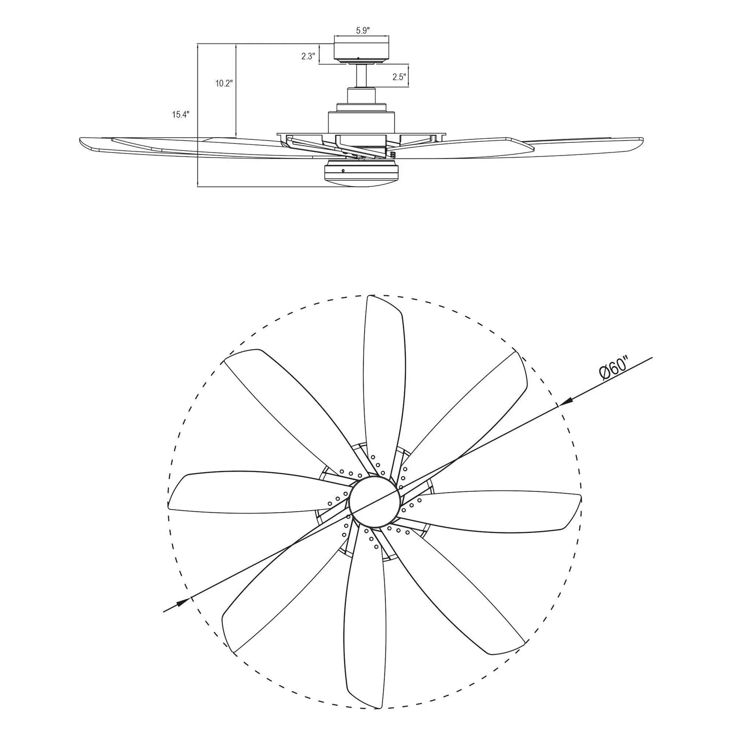 60" Antone Industrial DC Motor Downrod Mount Reversible Ceiling Fan with Lighting and Remote Control