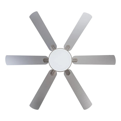 60" Modern Satin Nickel DC Motor Downrod Mount Reversible Ceiling Fan with Lighting and Remote Control