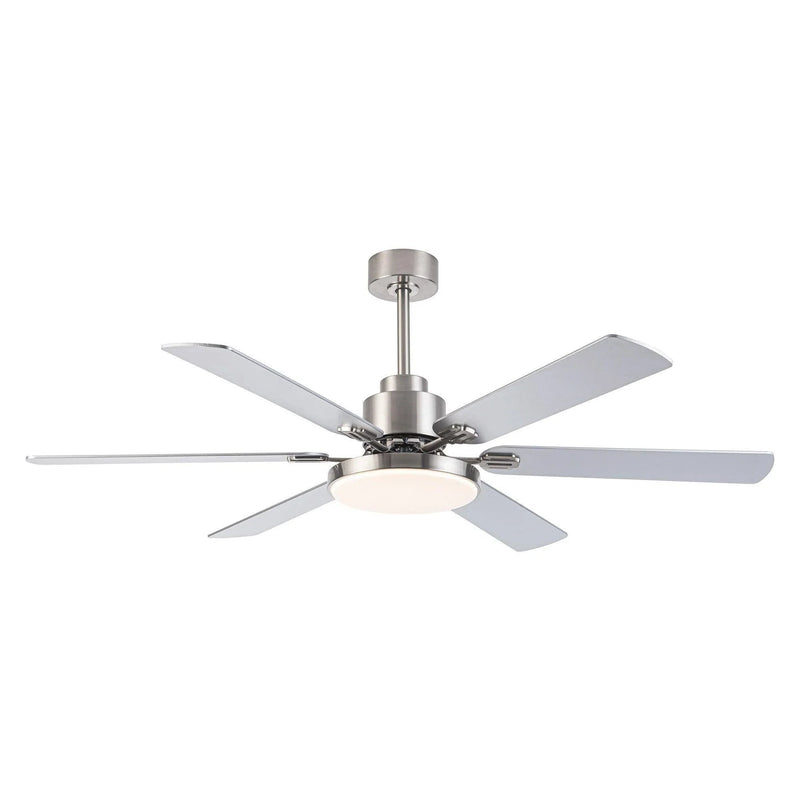 60" Modern Satin Nickel DC Motor Downrod Mount Reversible Ceiling Fan with Lighting and Remote Control