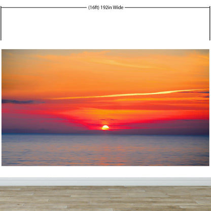Red Sky Sunset over Beach Wall Mural Decal Sticker #6005