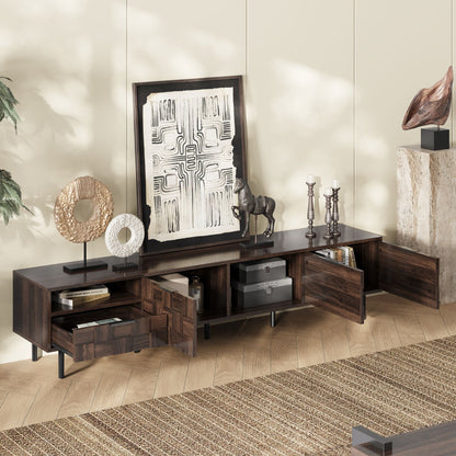 78" TV Stand With Storage Cabinets For Living Room - Walnut
