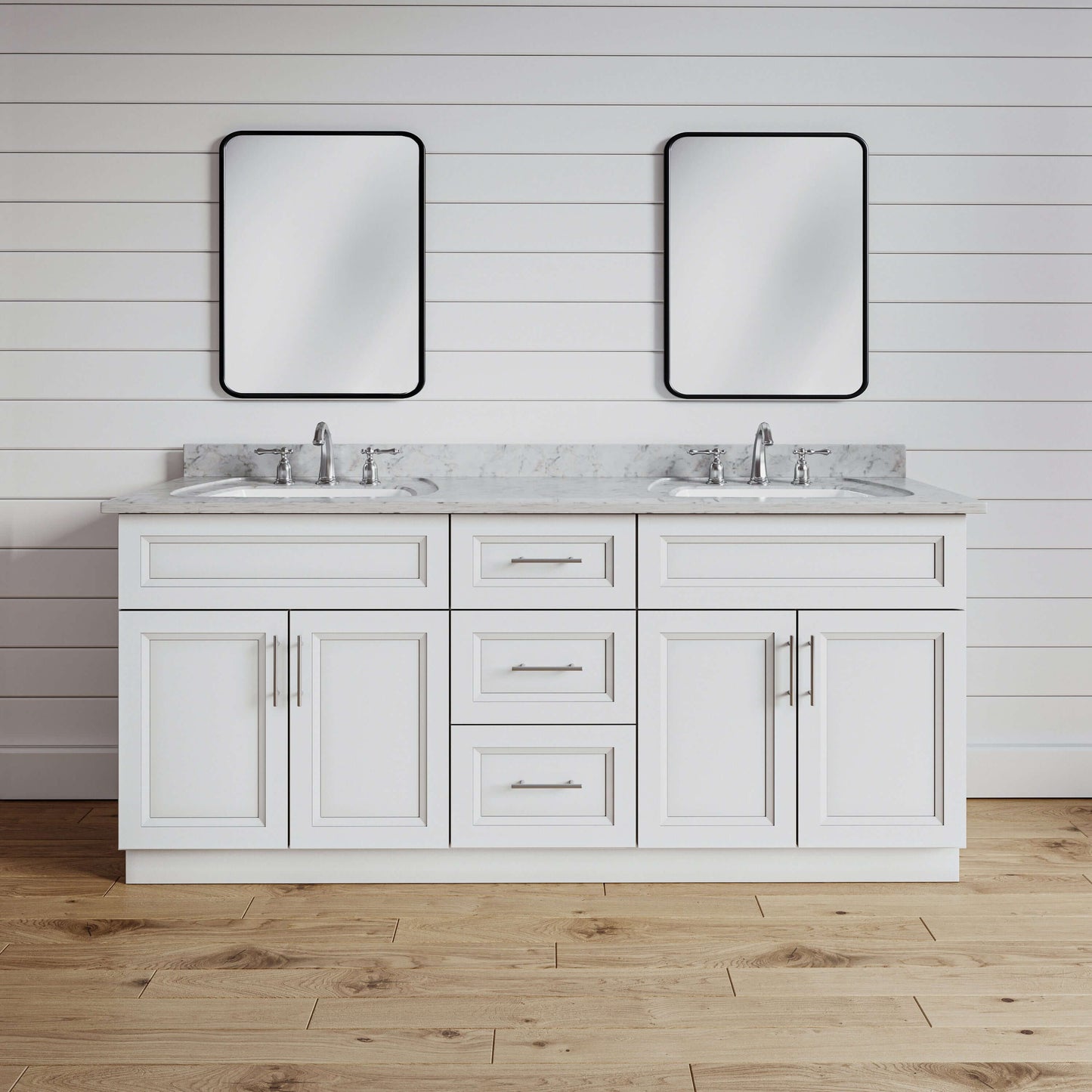 Classic White 60" Double Sink Bathroom Vanity Combo w/ Drawers