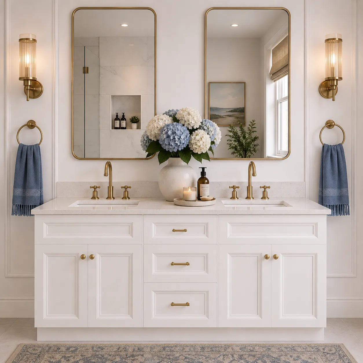 Classic White 60" Double Sink Bathroom Vanity Combo w/ Drawers