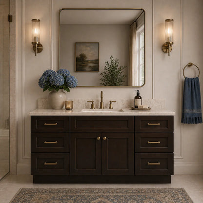 60 Inch Espresso Shaker Single Sink Bathroom Vanity with Drawers
