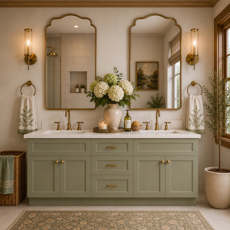 Sage Green 60" Double Sink Bathroom Vanity Combo w/ Drawers