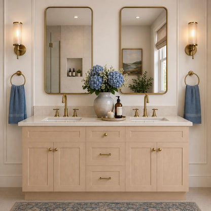 60 Inch Toffee Shaker Double Sink Bathroom Vanity with Drawers