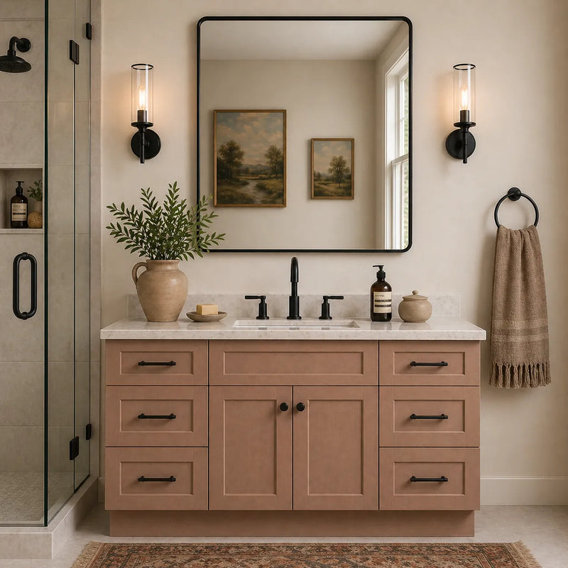 60 Inch Toffee Shaker Single Sink Bathroom Vanity with Drawers