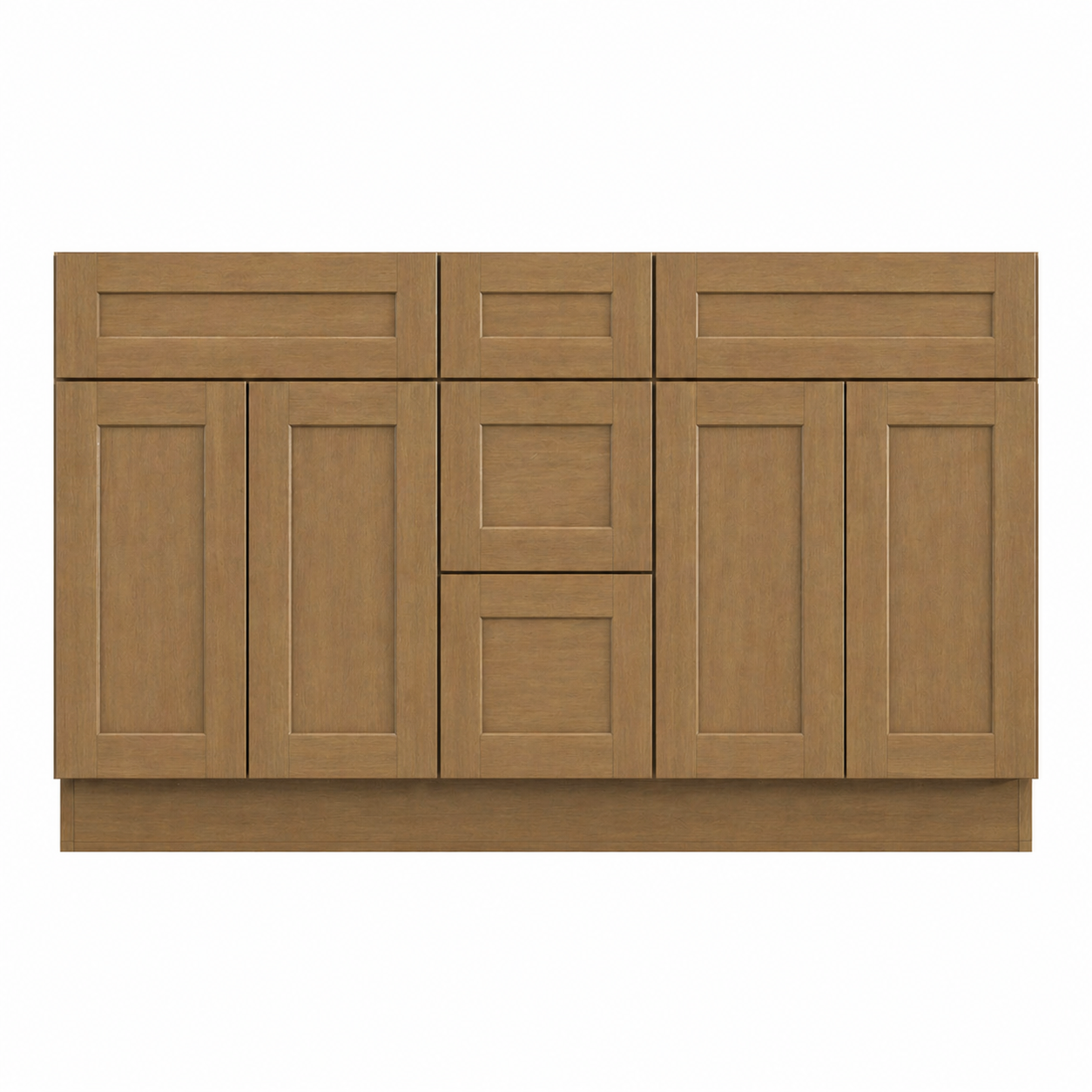 Toffee Stained 60" Double Sink Bathroom Vanity Combo w/ Drawers