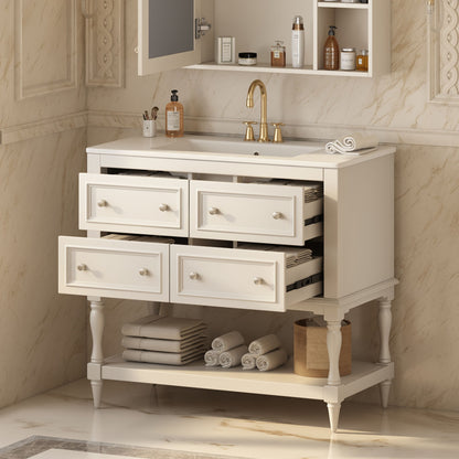 Bathroom Vanity Cabinet With Undermount Sink, 4 Drawer Set