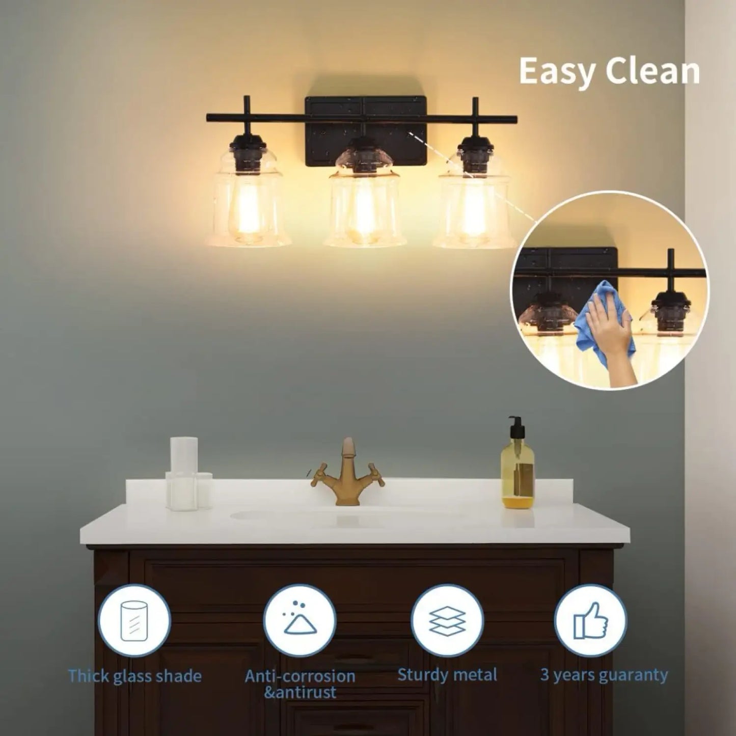 60W Elegant Wall Lights Modern with Clear Glass Sconce
