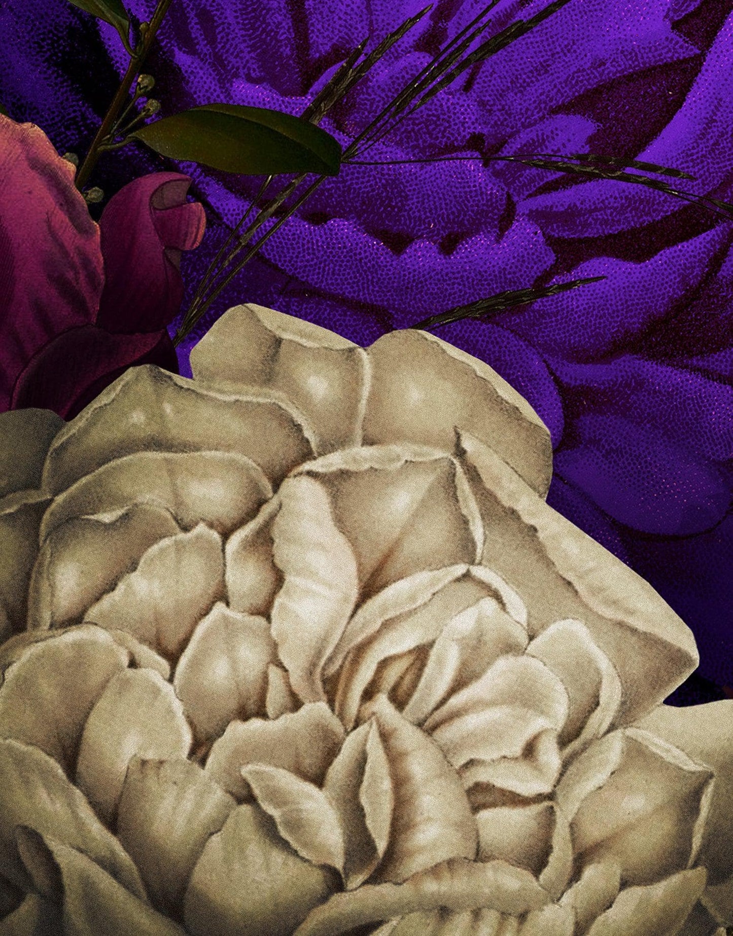 Melancholy Flower Wall Mural. Black background. #6130