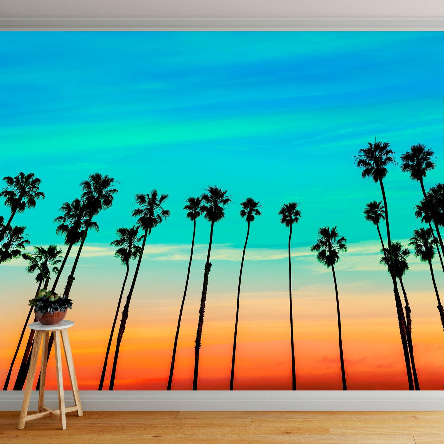 California SoCal Tropical Sunset Palm Trees Large Wall Mural. #6139