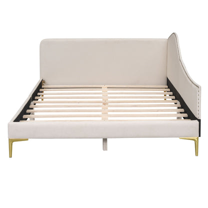 Upholstered Daybed With Headboard And Armrest, Support Legs
