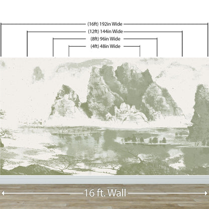 Shan Shui Traditional Chinese Mountain Landscape Scenery Painting Wall Mural. #6178