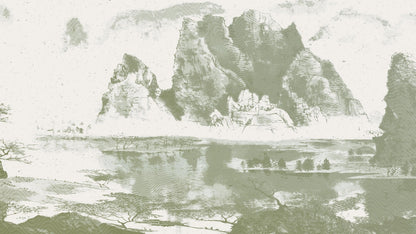 Shan Shui Traditional Chinese Mountain Landscape Scenery Painting Wall Mural. #6178
