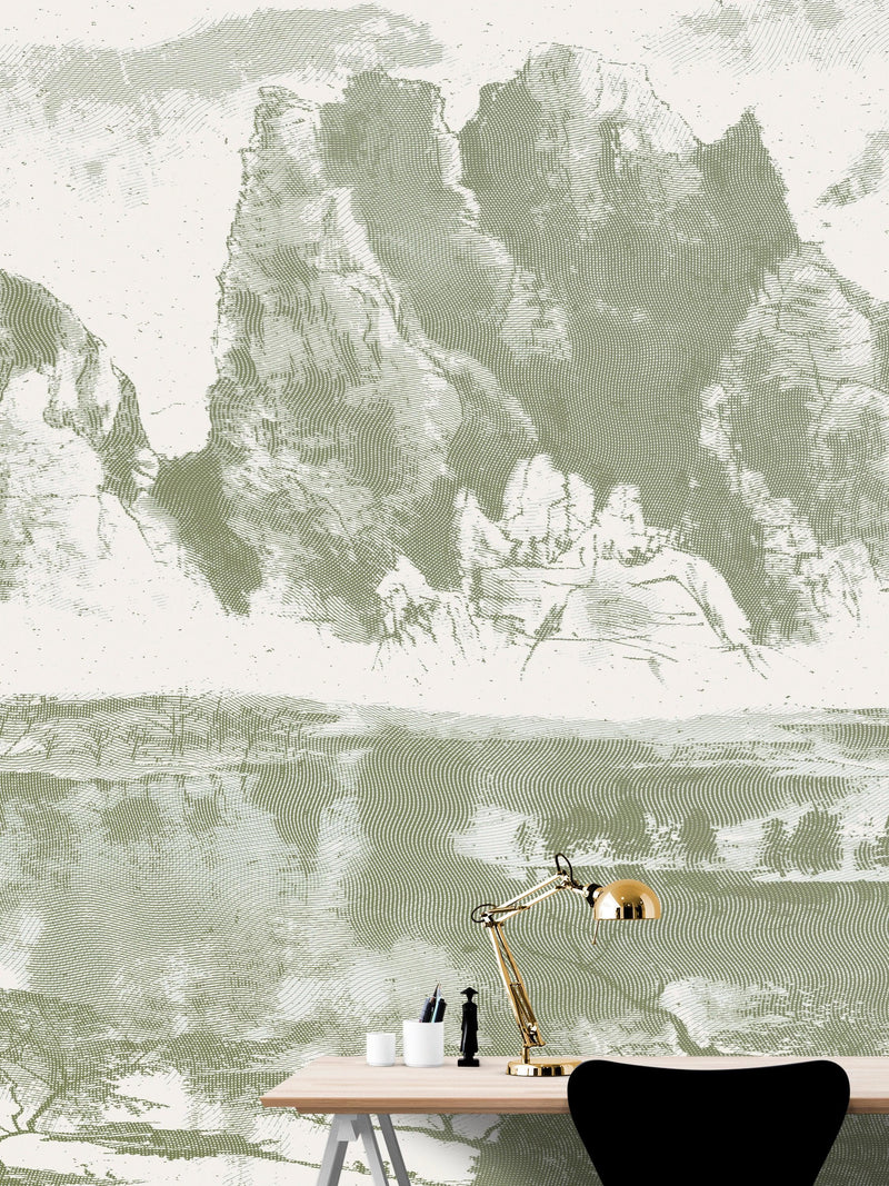 Shan Shui Traditional Chinese Mountain Landscape Scenery Painting Wall Mural. #6178