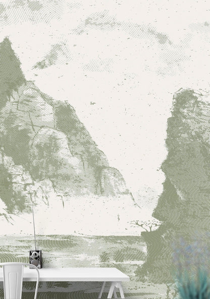 Shan Shui Traditional Chinese Mountain Landscape Scenery Painting Wall Mural. #6178