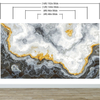 Gray and Gold Marble Stone Quartz Mural Wall Sticker #6190