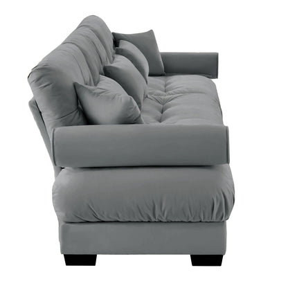 Modern Oversize Sofa With Cloud Like Comfort, Featuring Waist And Throw Pillows