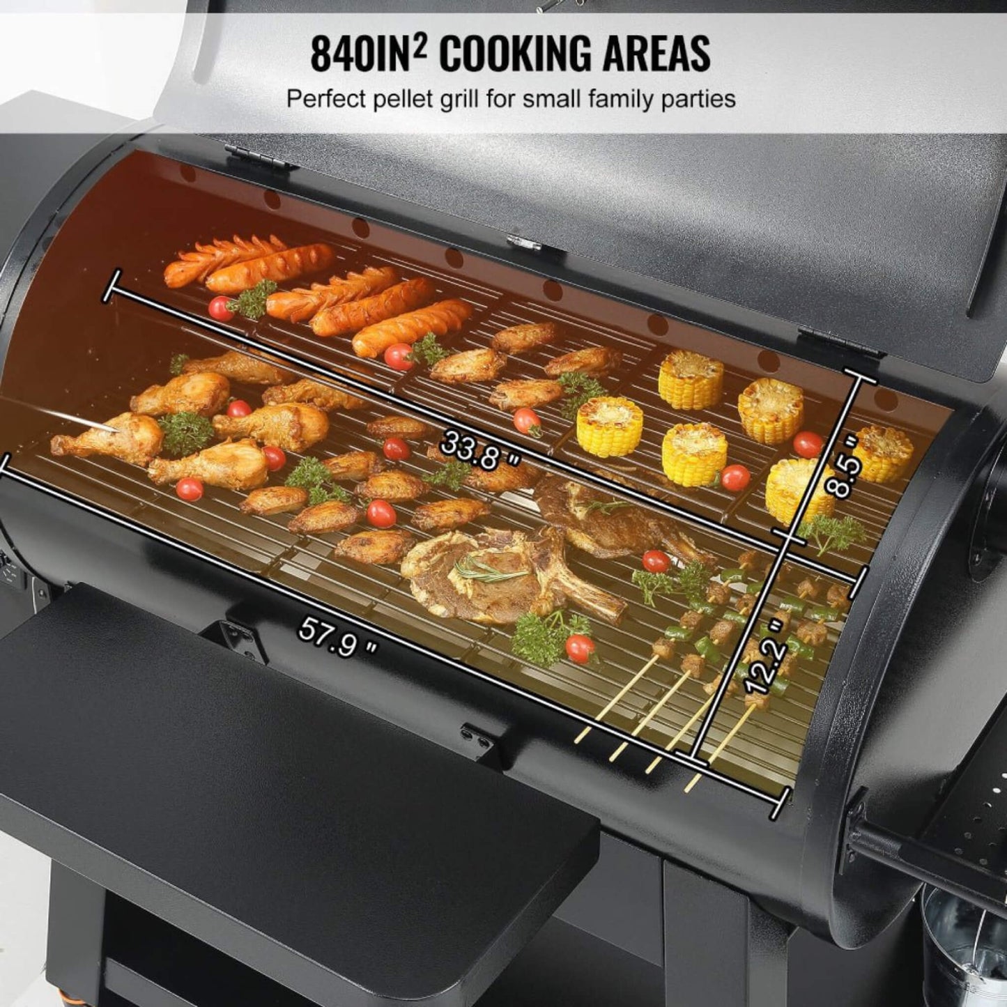 62" Heavy-Duty Portable Wood Pellet BBQ Grill With Cart (SAK91308)