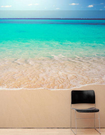 Tropical White Sand Paradise Beach Ocean Wave Scenery Wall Mural. #6201