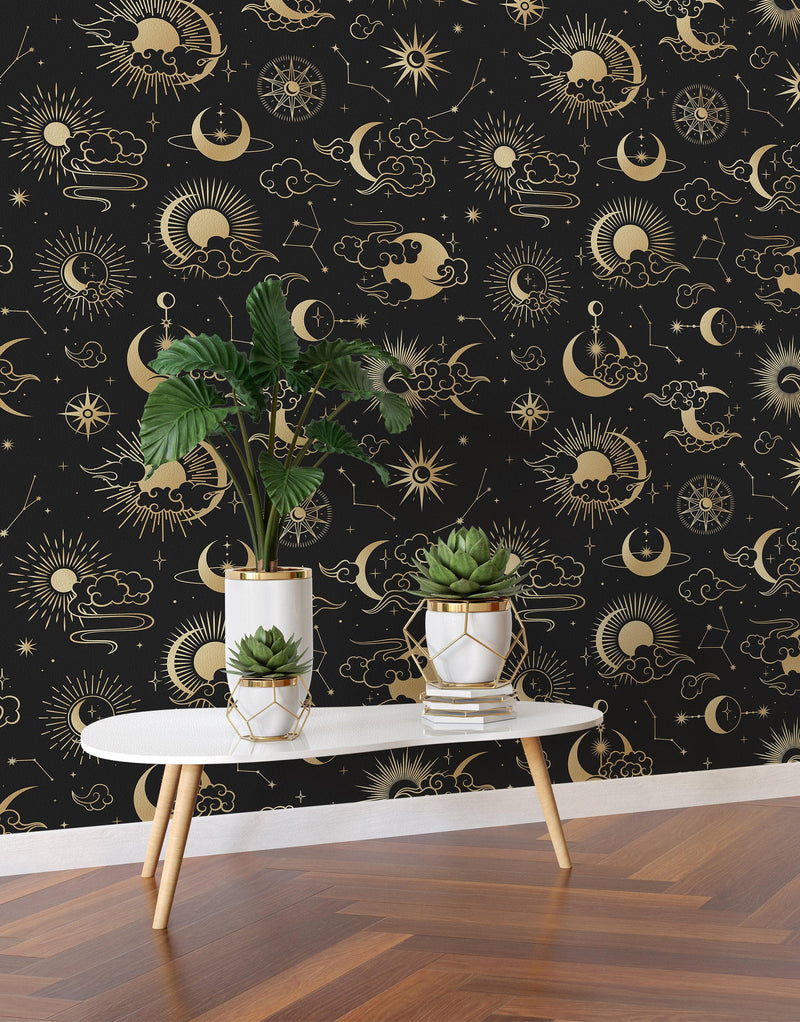 Astronomy Pattern Peel and Stick Wallpaper. Stars, view 2