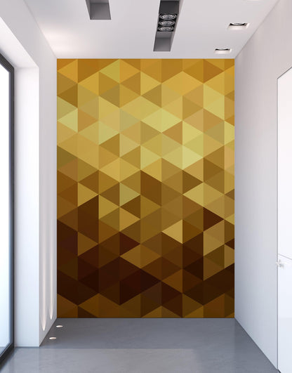 Gold Poly Triangle Geometric Elegant Peel and Stick Wallpaper | Removable Wall Mural #6209