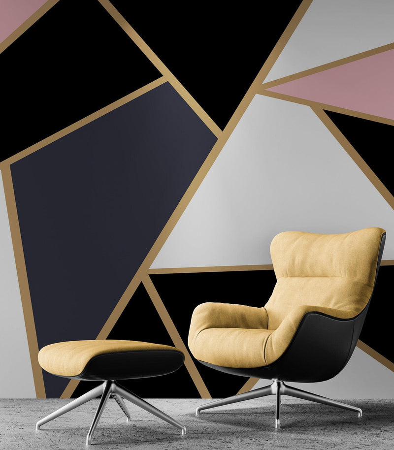 Modern Decor Gold, Black and Pink Mosaic Peel and Stick Wallpaper, view 2