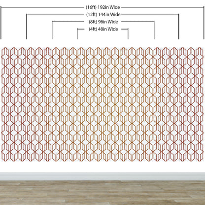 Modern Geometric Shape 3D Hexagon Bronze Lines Peel and Stick Wallpaper | Removable Wall Mural #6213
