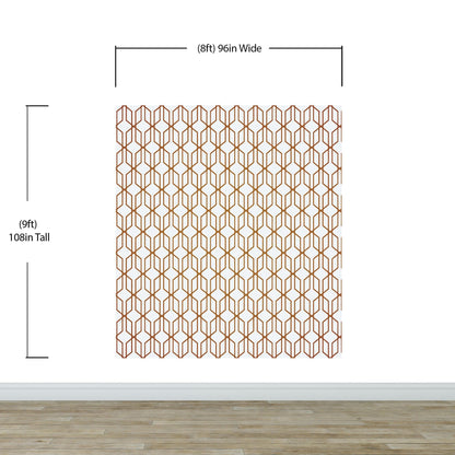 Modern Geometric Shape 3D Hexagon Bronze Lines Peel and Stick Wallpaper | Removable Wall Mural #6213