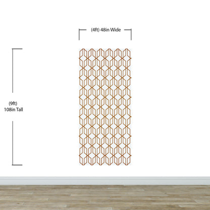 Modern Geometric Shape 3D Hexagon Bronze Lines Peel and Stick Wallpaper | Removable Wall Mural #6213