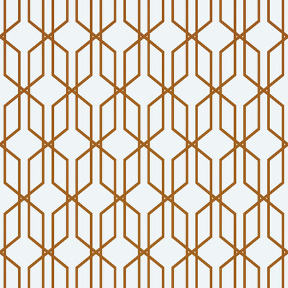Modern Geometric Shape 3D Hexagon Bronze Lines Peel and Stick Wallpaper | Removable Wall Mural #6213