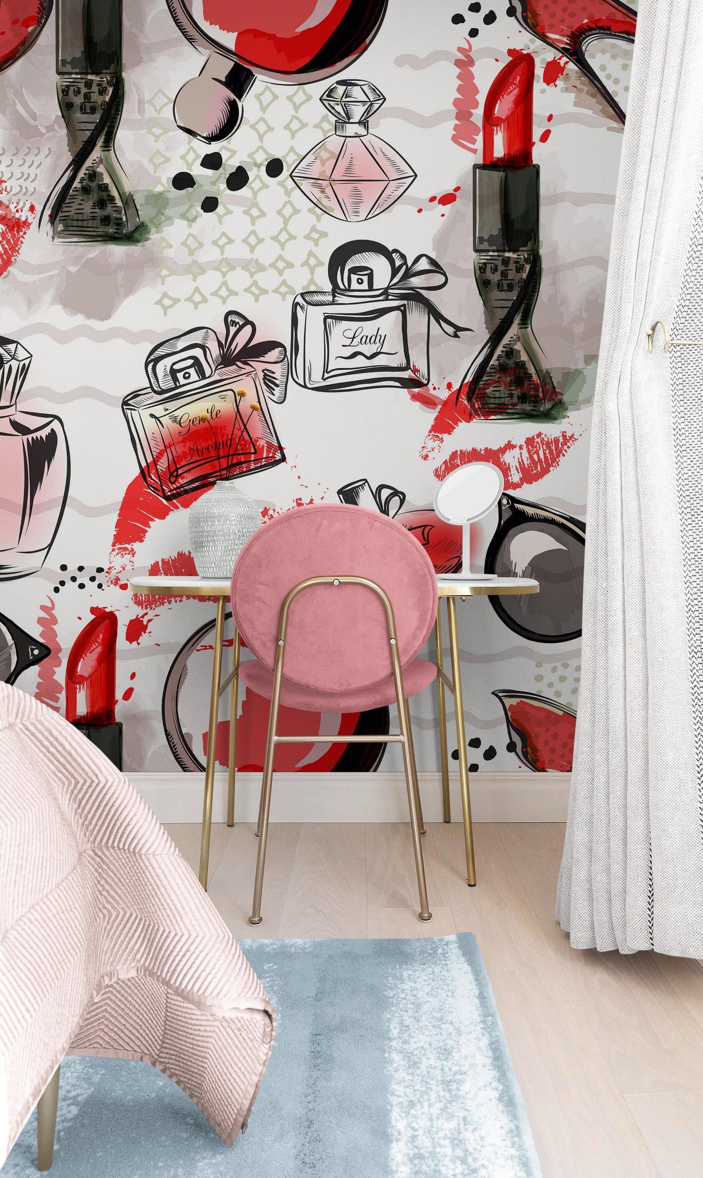 Fashion Cosmetic Make-up Peel and Stick Wallpaper | Removable Wall Mural #6214