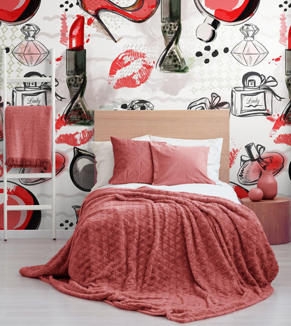 Fashion Cosmetic Make-up Peel and Stick Wallpaper | Removable Wall Mural #6214