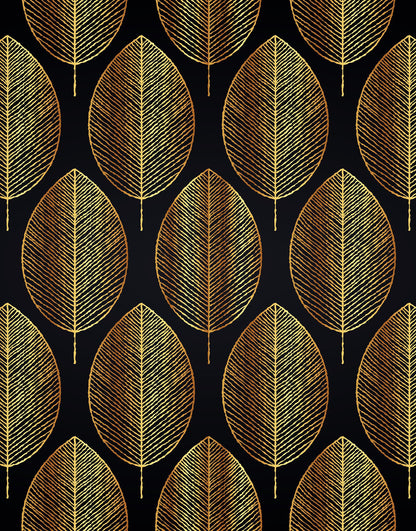 Gold Leave Autumn Pattern Peel and Stick Wallpaper | Removable Wall Mural #6217