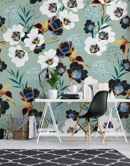 Flower Blossom Botanical Gardens Design Mural. #6219