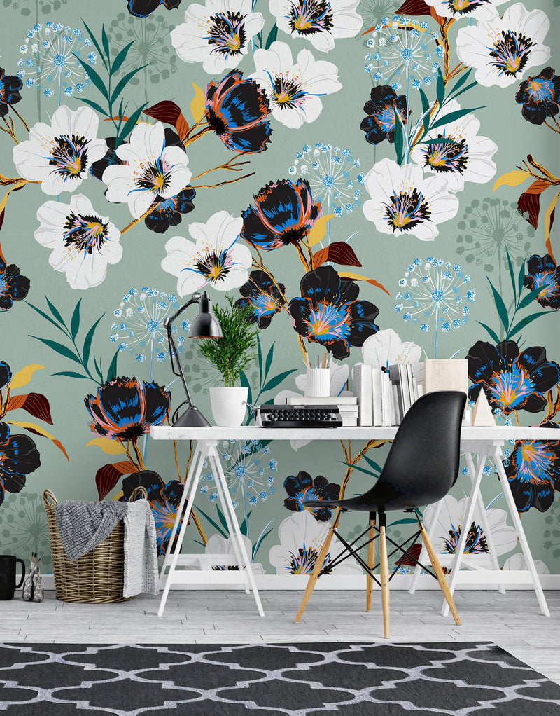 Flower Blossom Botanical Gardens Design Mural. #6219