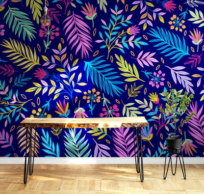 Bright Colorful Fern Arrangement Mural. #6223