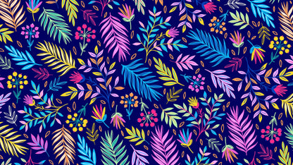 Bright Colorful Fern Arrangement Mural. #6223