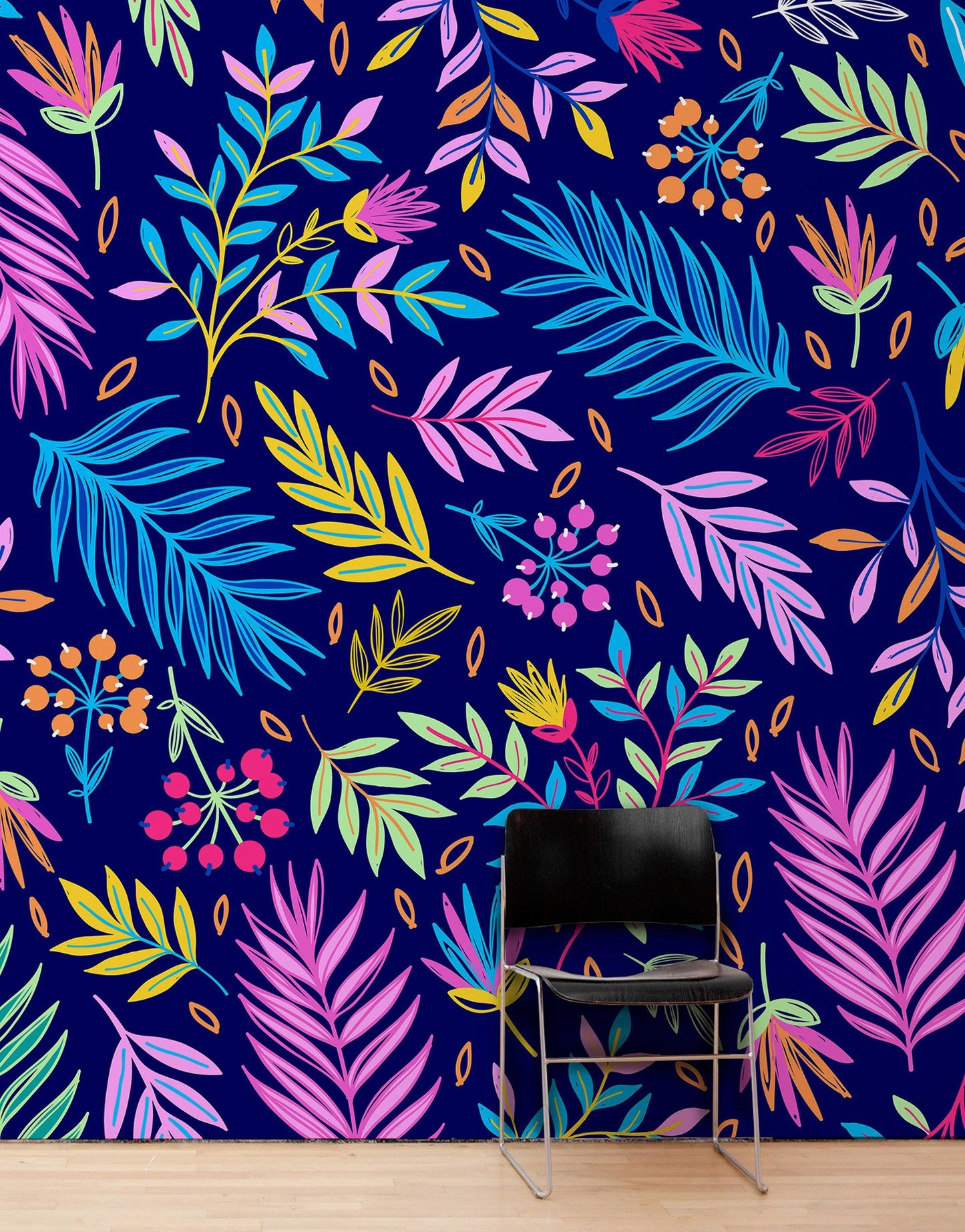 Bright Colorful Fern Arrangement Mural. #6223