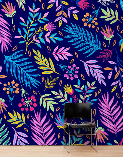 Bright Colorful Fern Arrangement Mural. #6223