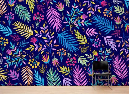 Bright Colorful Fern Arrangement Mural. #6223