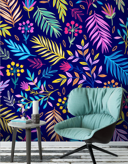 Bright Colorful Fern Arrangement Mural. #6223