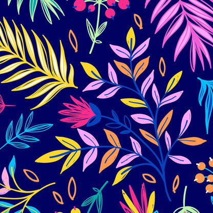 Bright Colorful Fern Arrangement Mural. #6223
