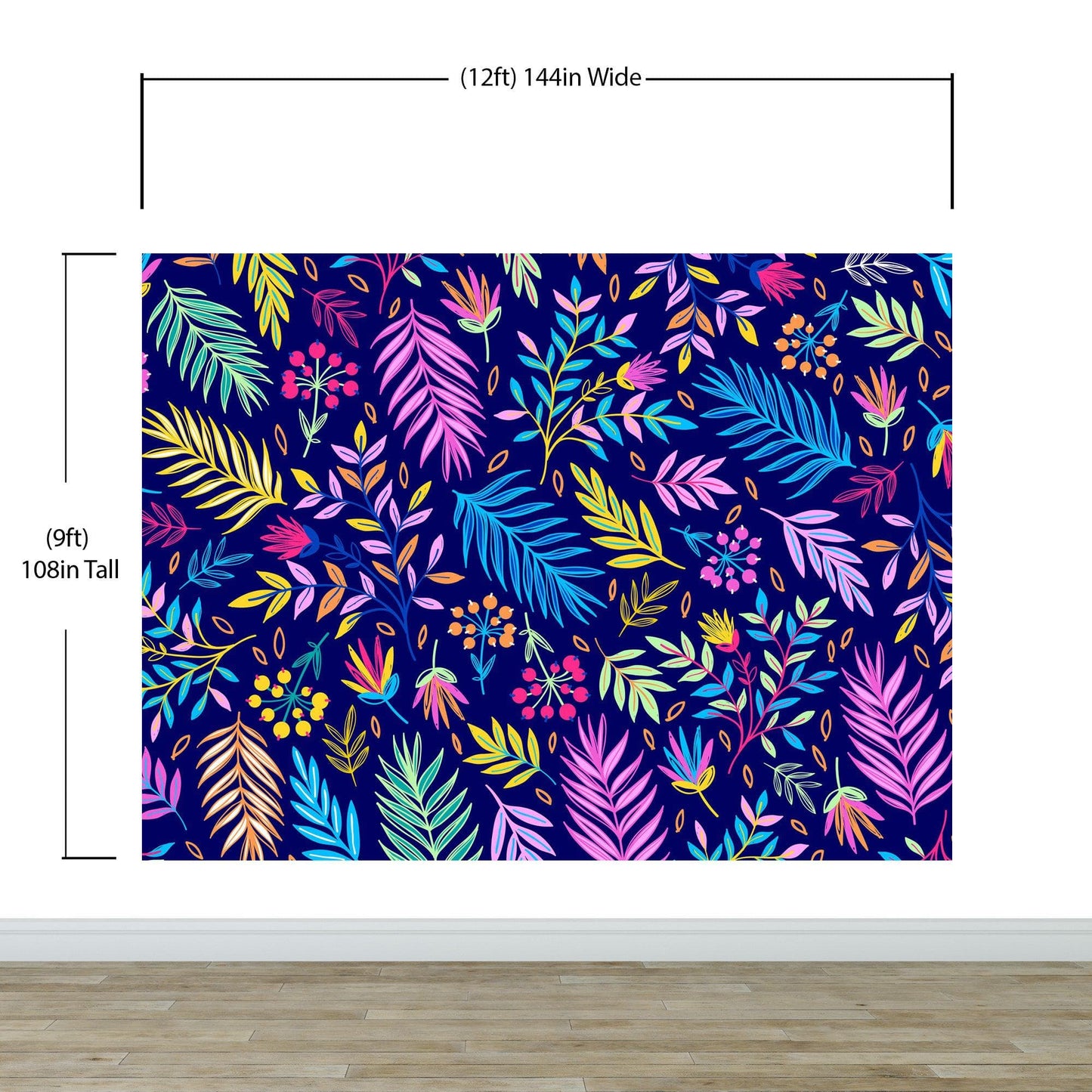 Bright Colorful Fern Arrangement Mural. #6223