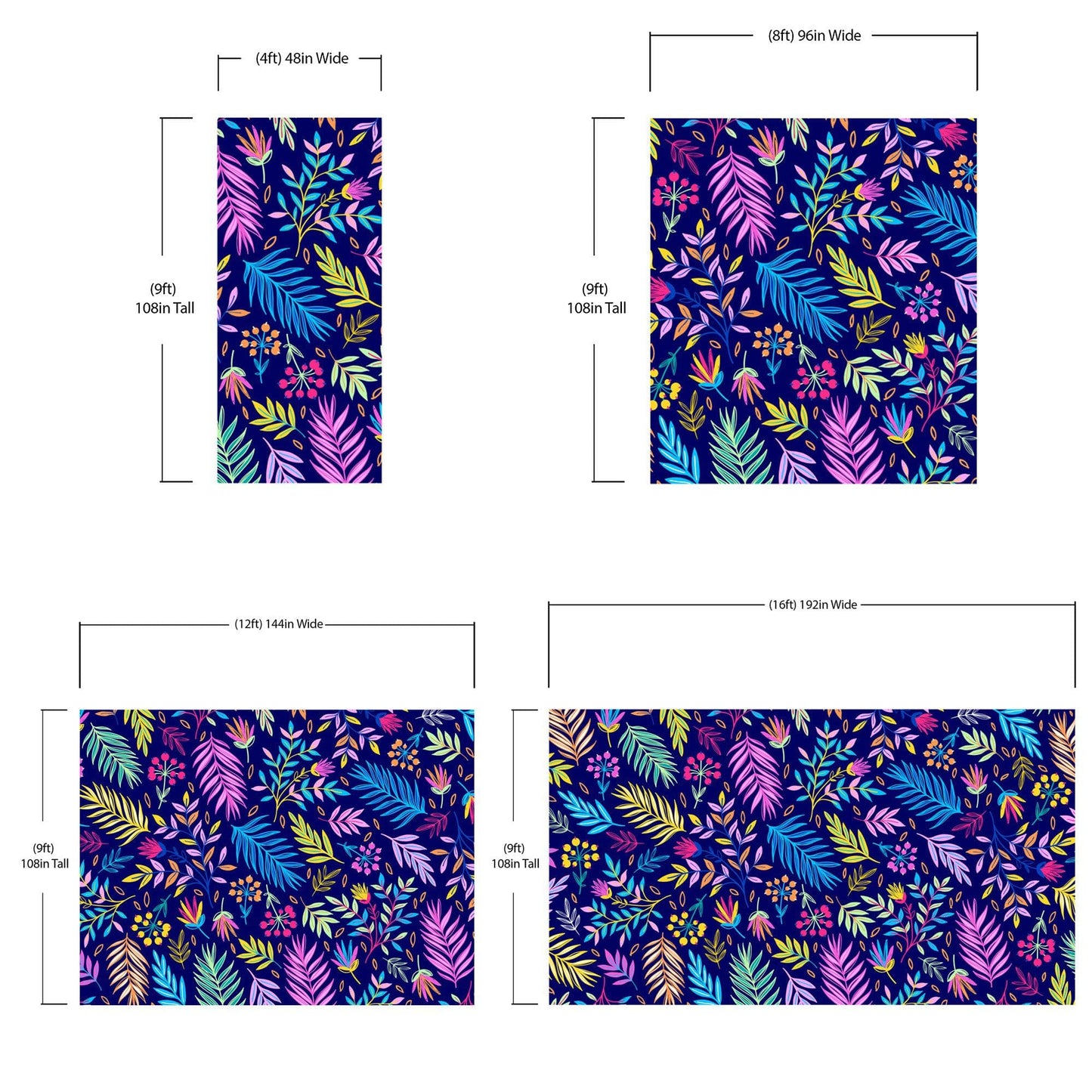 Bright Colorful Fern Arrangement Mural. #6223